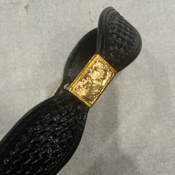 [Max39”]Western Black Leather Men's Snap Belt Mexico Silver /Gold Tone Buckle - Picture 5 of 11